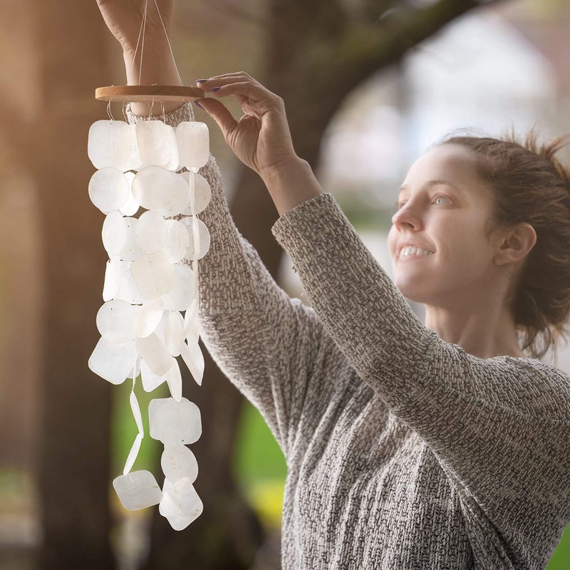 Solange & Frances Wind Chimes for Outside  Gifts for Women Who Have Everything  Sea Glass Windchimes  Gift Ideas for mom  Outdoor Decor  Capiz Shell Windchime  Gifts for Mom - Image 2